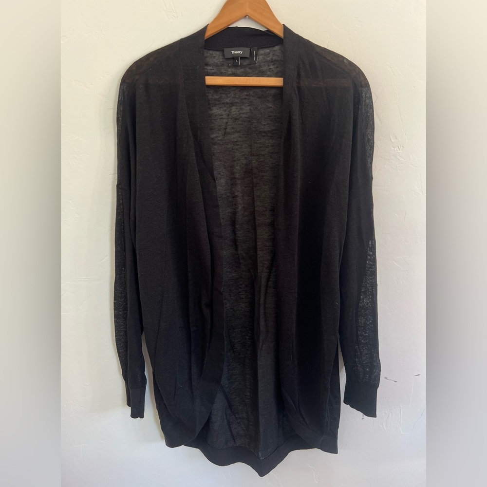 Theory Black Knit Cardigan size Large